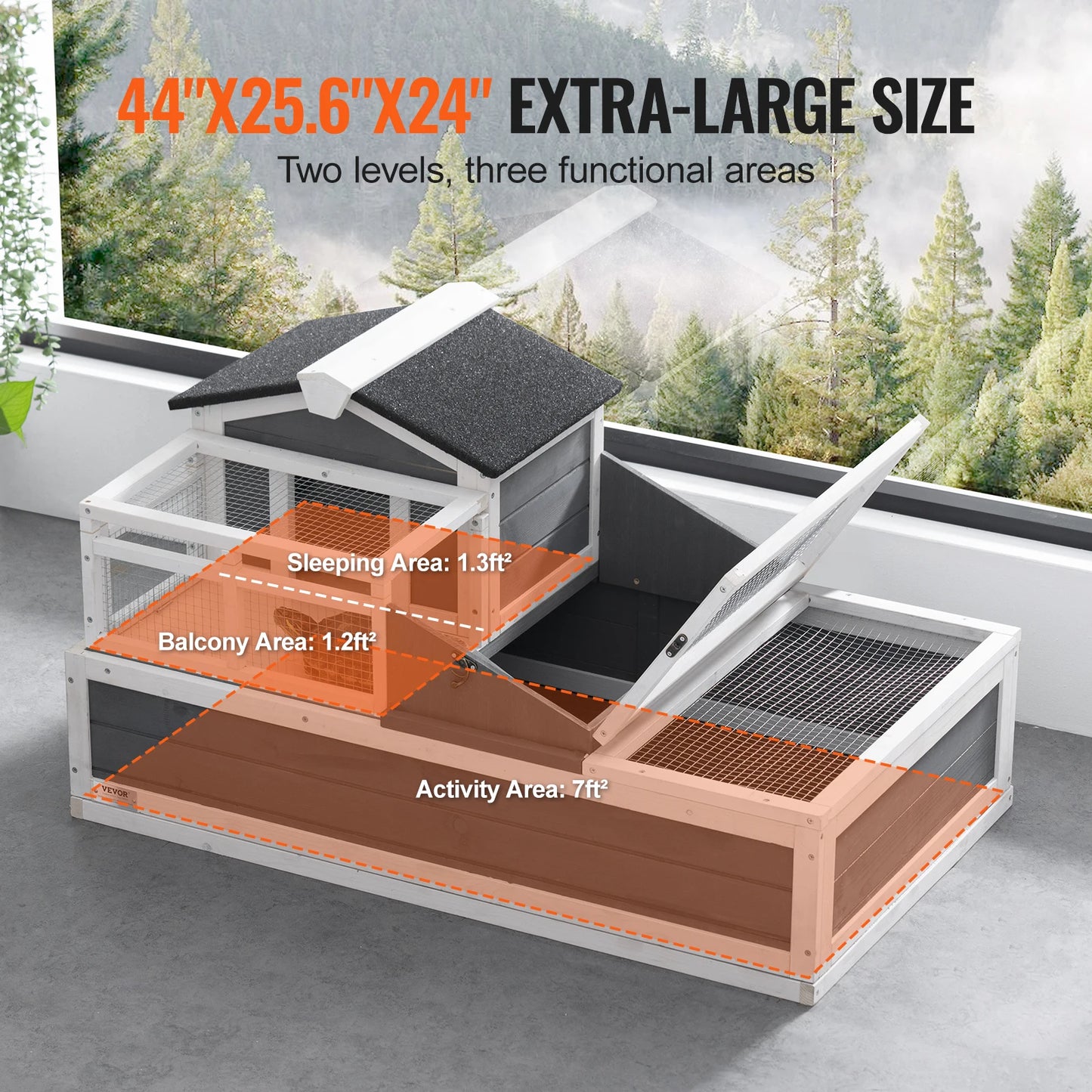 Tortoise Habitat Wooden House with Roof