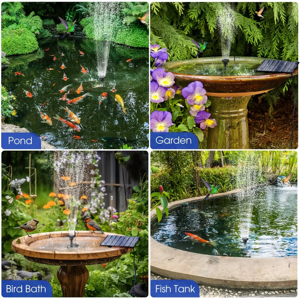 Bird Bath, Garden Waterfall, Floating Pump, Solar Fountain