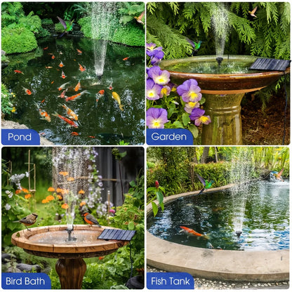 Bird Bath, Garden Waterfall, Floating Pump, Solar Fountain