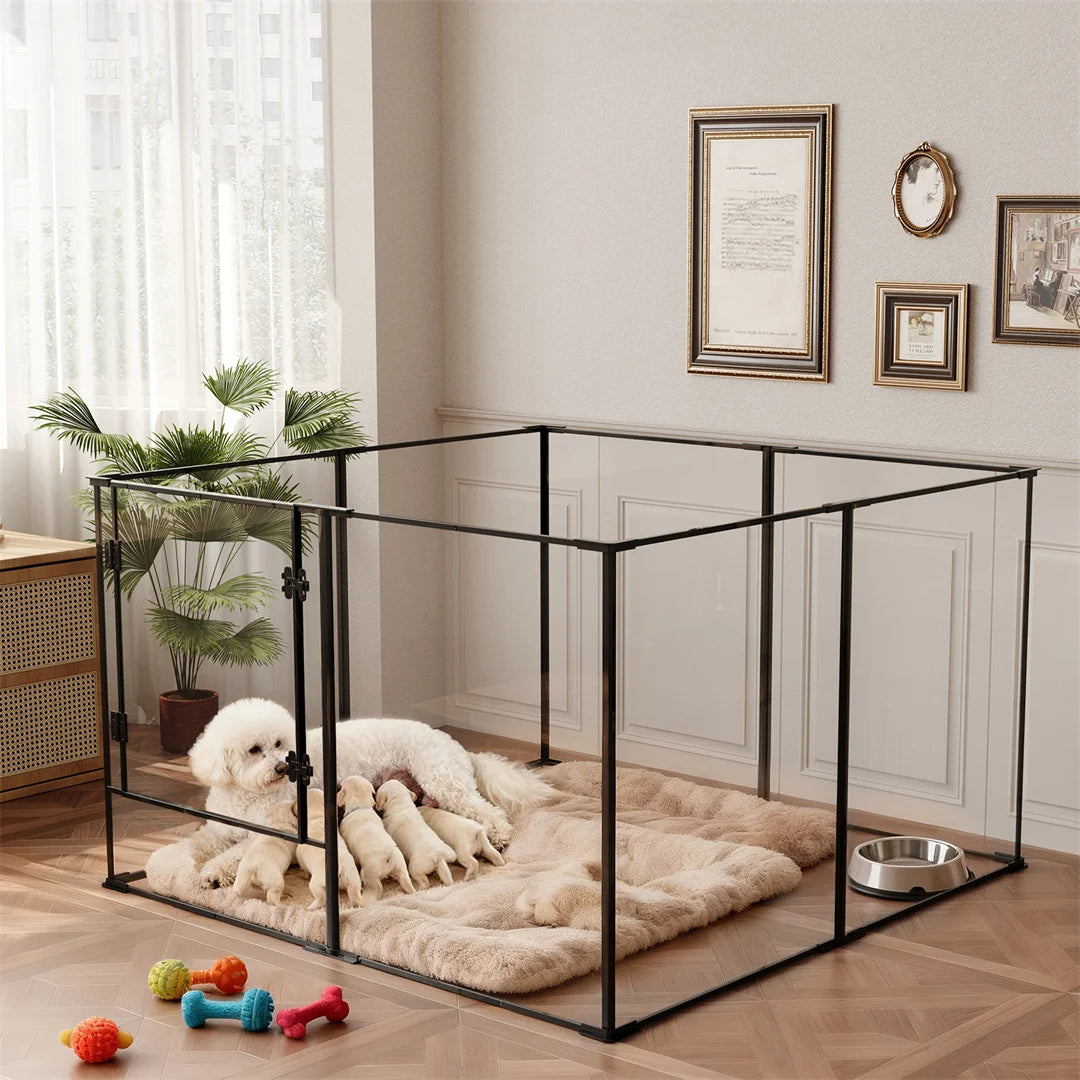 8 Panels Acrylic Dog Playpen Indoors