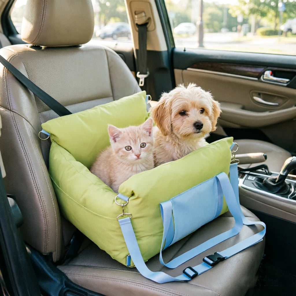 Car Seat for Small Pets, Safety Leash, Storage Pockets