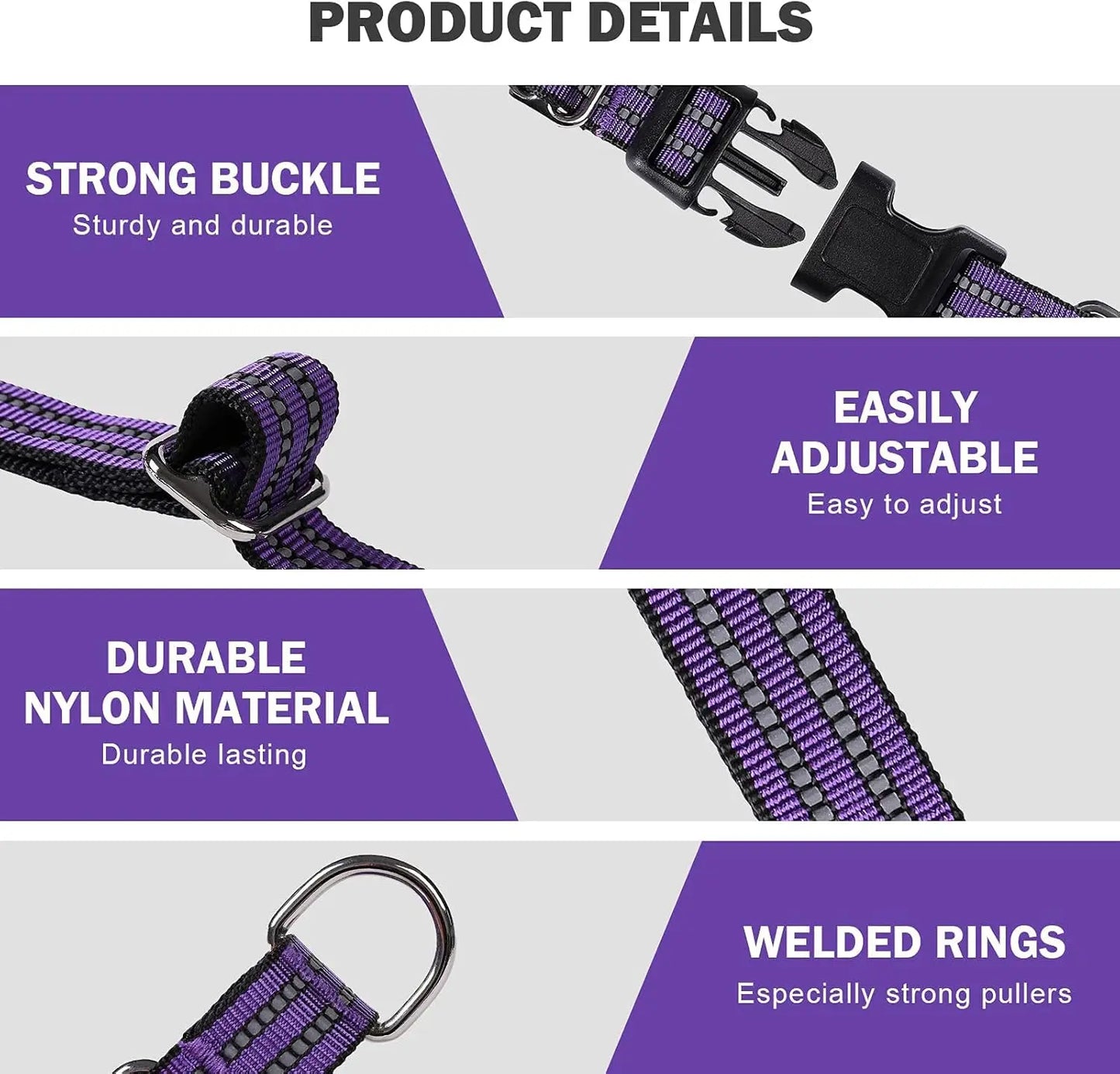 Reflective, Adjustable Dog Collar, Quick Release Buckle