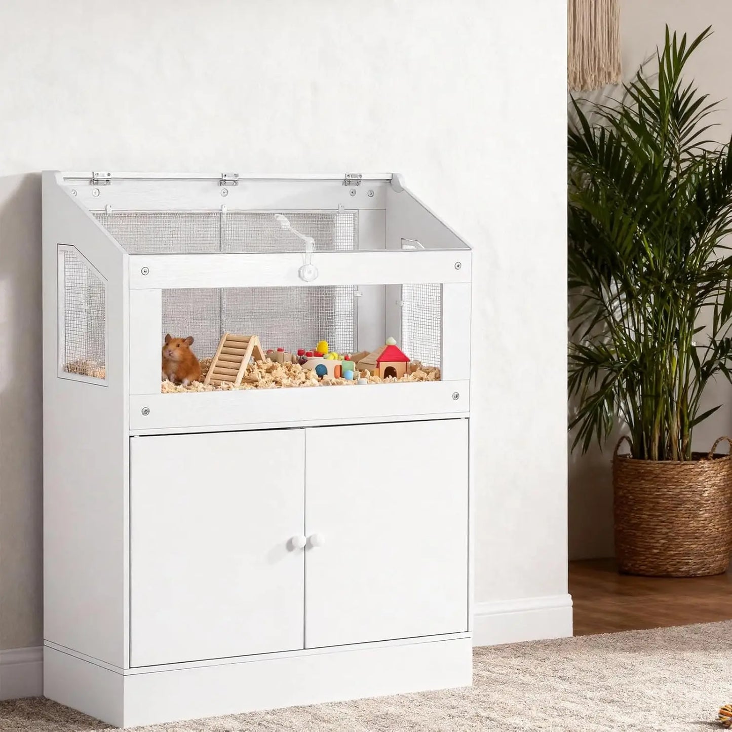 Large Acrylic Small Animal Cage With Storage Cabinet