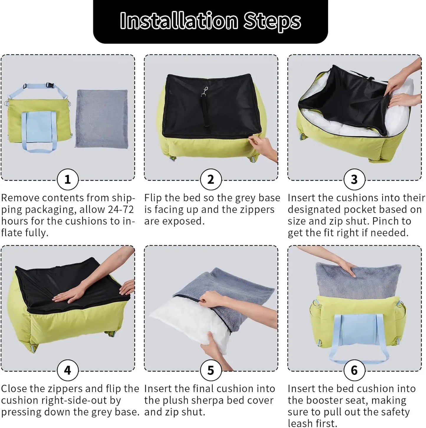 Car Seat for Small Pets, Safety Leash, Storage Pockets