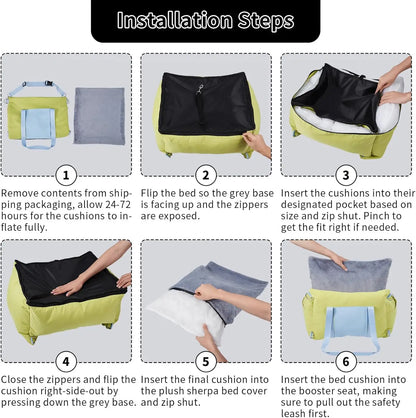 Car Seat for Small Pets, Safety Leash, Storage Pockets