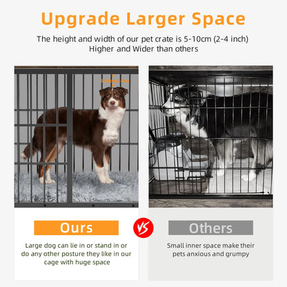 Furniture Style Dog Crate, Metal and Wood.