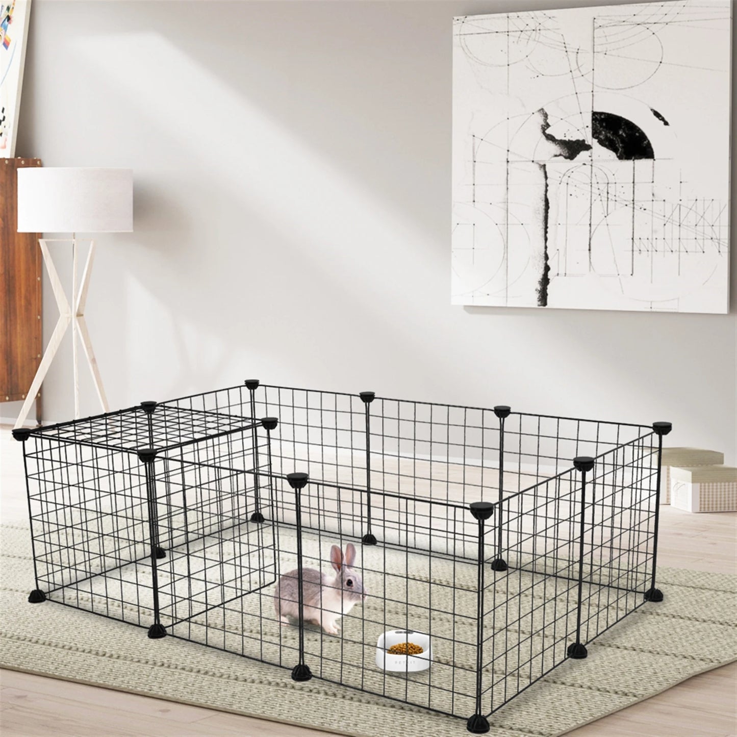 Small Animal Cage and Play Pen Indoor, Portable Metal Wire Yard Fence