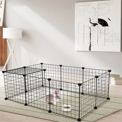 Small Animal Cage and Play Pen Indoor, Portable Metal Wire Yard Fence