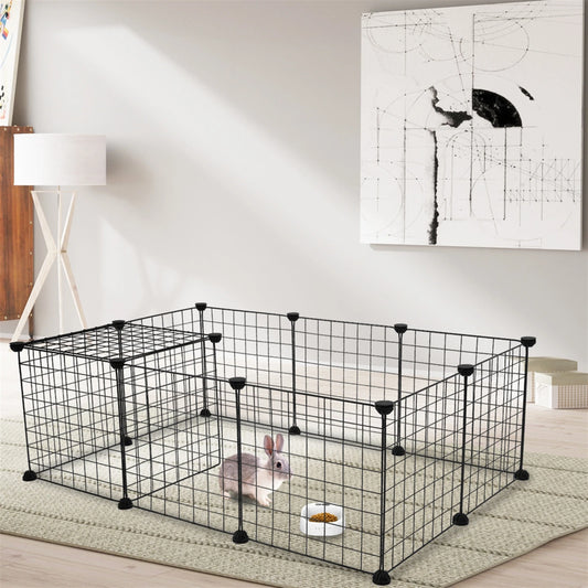 Small Animal Cage and Play Pen Indoor, Portable Metal Wire Yard Fence
