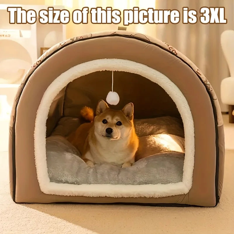 All-In-One Pet Shelter(Bed, House)with Hanging Play Ball