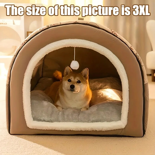 All-In-One Pet Shelter(Bed, House)with Hanging Play Ball