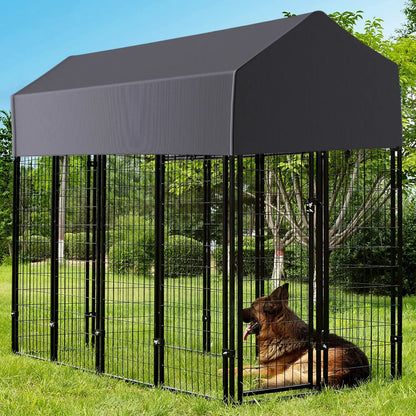 Large Dog Kennel Outdoor with Anti-UV Waterproof Cover