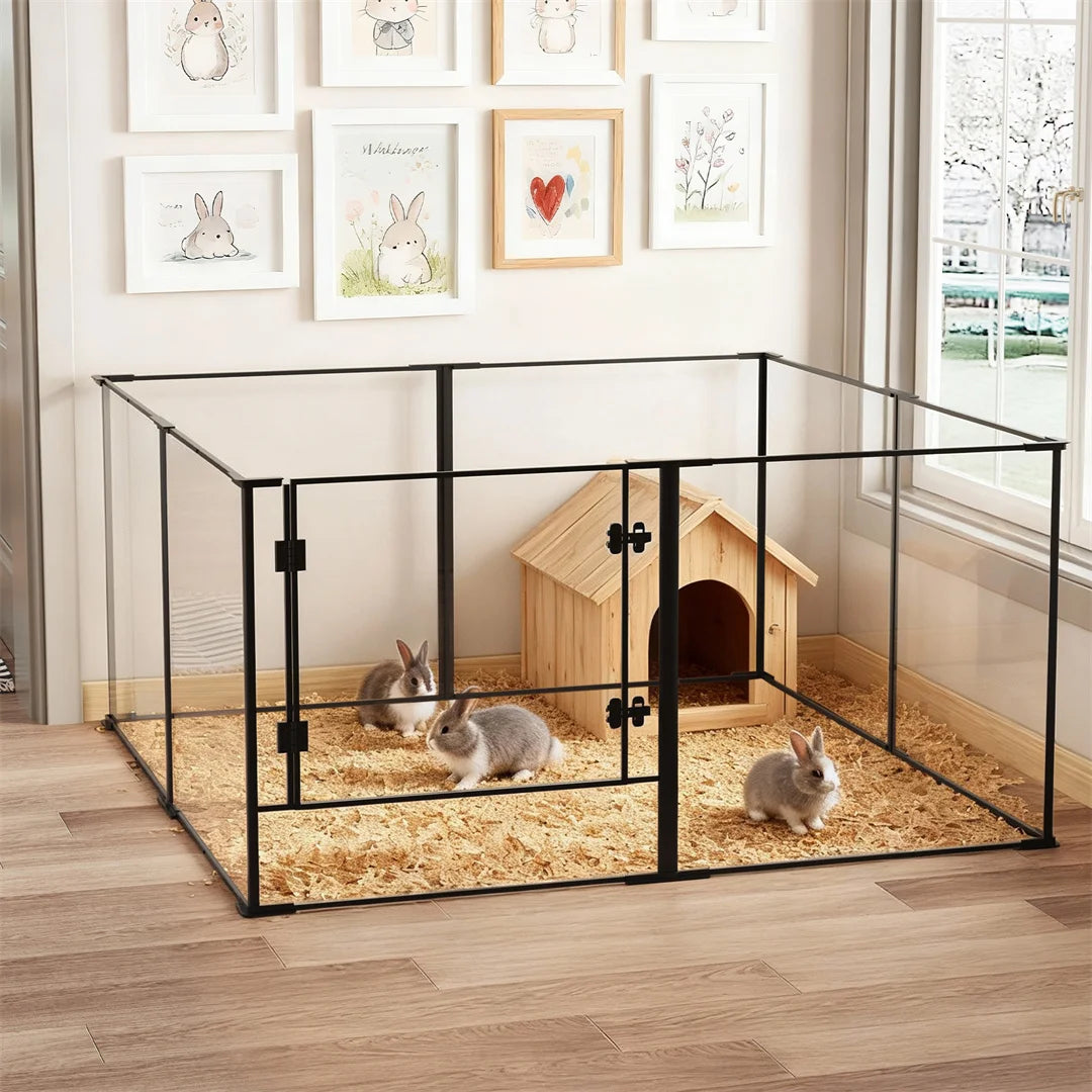 8 Panels Acrylic Dog Playpen Indoors