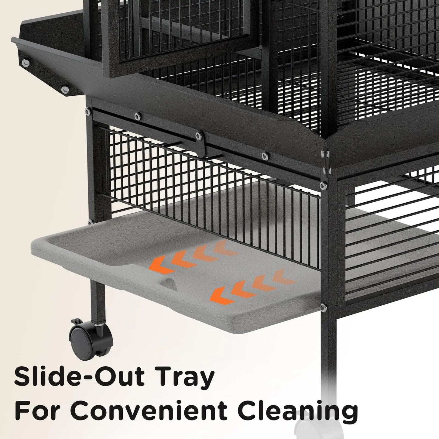 60" Metal Bird Cage With Play Top, Rolling Stand, Flight Enclosure