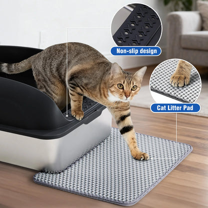 Stainless Steel Cat Litter Box with Lid Scoop and Mat Included