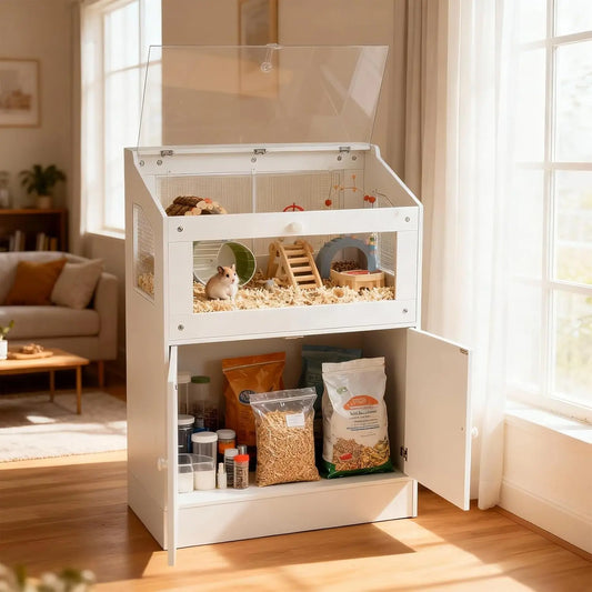 Large Acrylic Small Animal Cage With Storage Cabinet