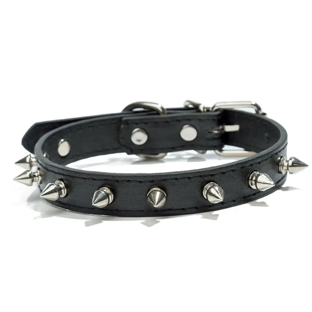 Leather Spiked Pet Collar Adjustable