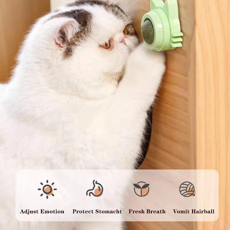 The Wall Cat Ball, Lickable Snack, Self-Rotating, Teeth Cleaning