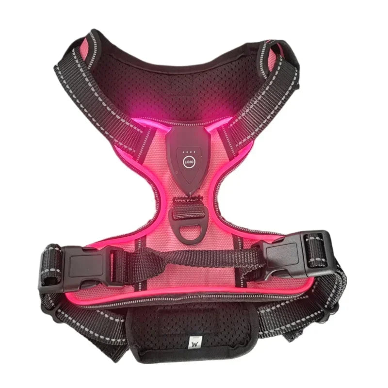 LED Luminous Dog Harness, No Pull, Adjustable, Rechargeable