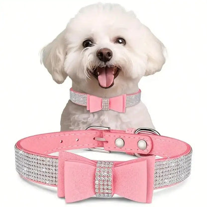 Rhinestone, Bow Tie Dog Collar, Adjustable