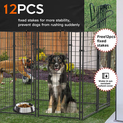Large Dog Kennel Outdoor with Anti-UV Waterproof Cover
