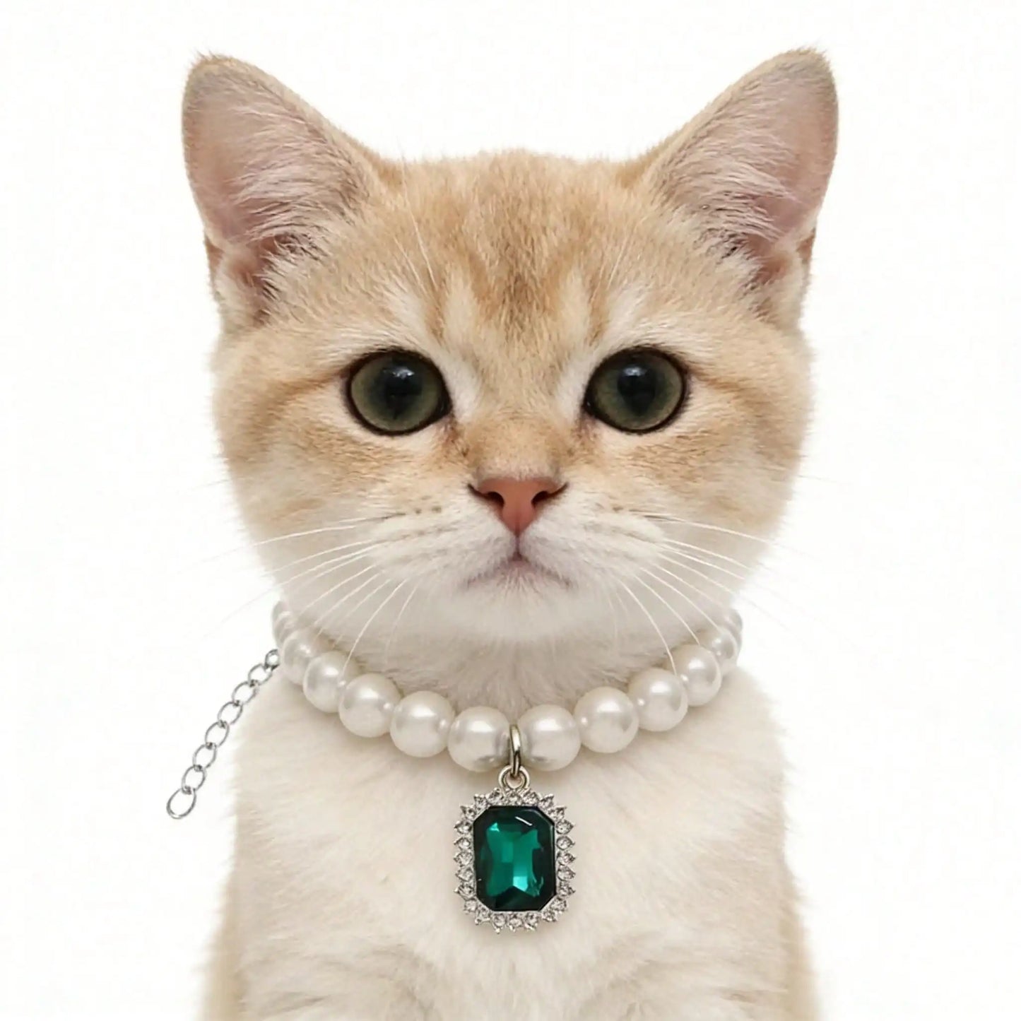 Faux Pearl Pet Collar Hanging Jewel, Adjustable For Cats Dogs