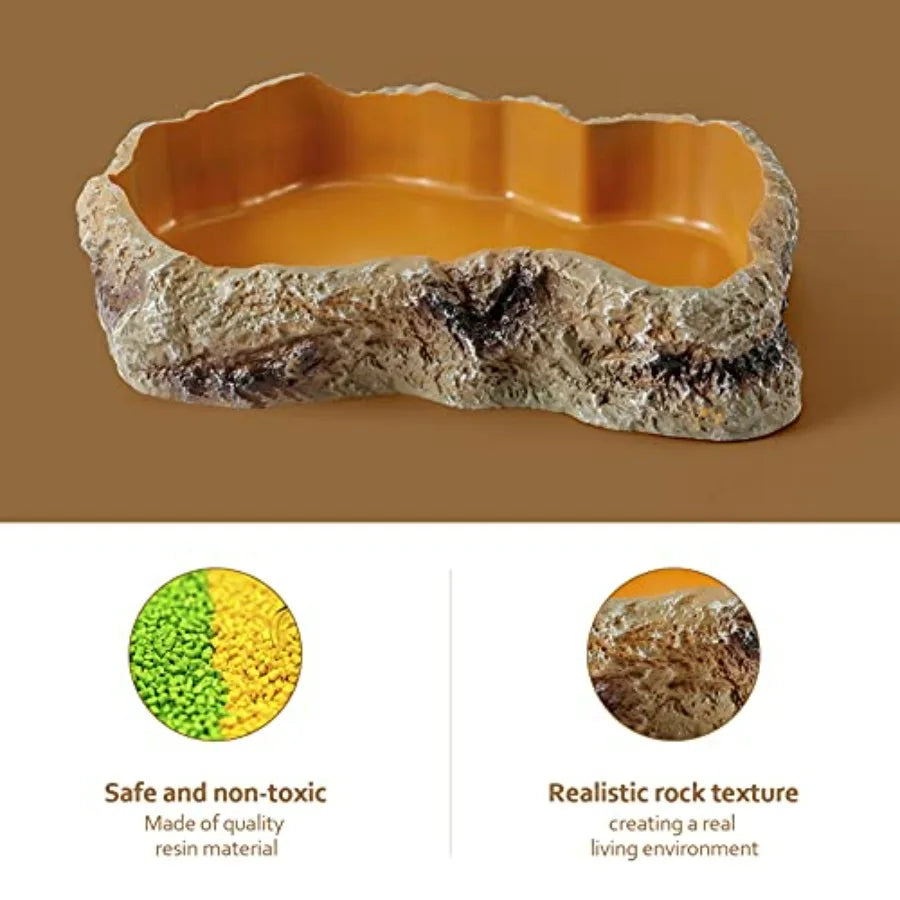 Reptile Food Water Rock Bowls, Terrarium