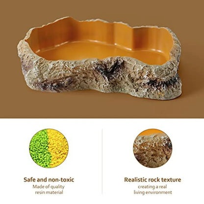 Reptile Food Water Rock Bowls, Terrarium