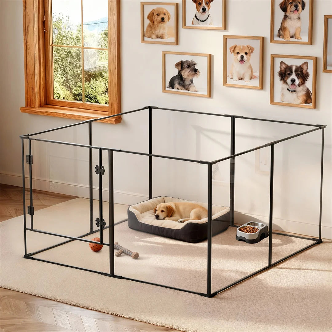 8 Panels Acrylic Dog Playpen Indoors