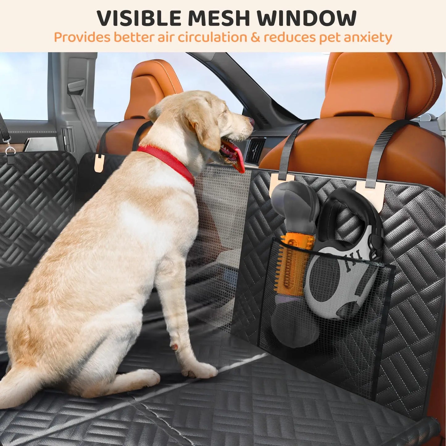 Dog Seat Cover, Hard Bottom, Rear Seat Extender, Heavy-Duty, Anti-Scratch