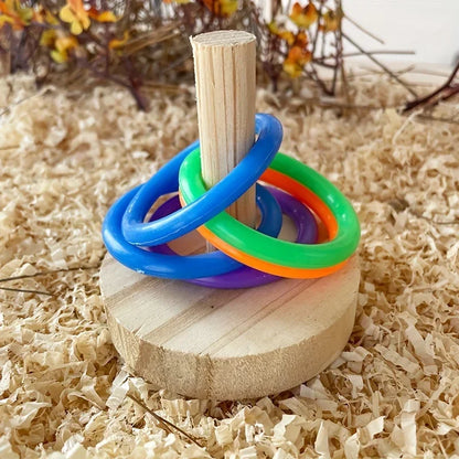 Wooden Interactive Parrot Ring, Stimulating Fun, Random Colors