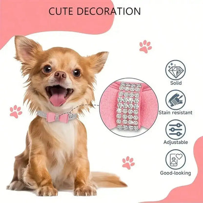 Rhinestone, Bow Tie Dog Collar, Adjustable