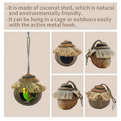 Natural Coconut Fiber Hanging Birdhouse Cage,