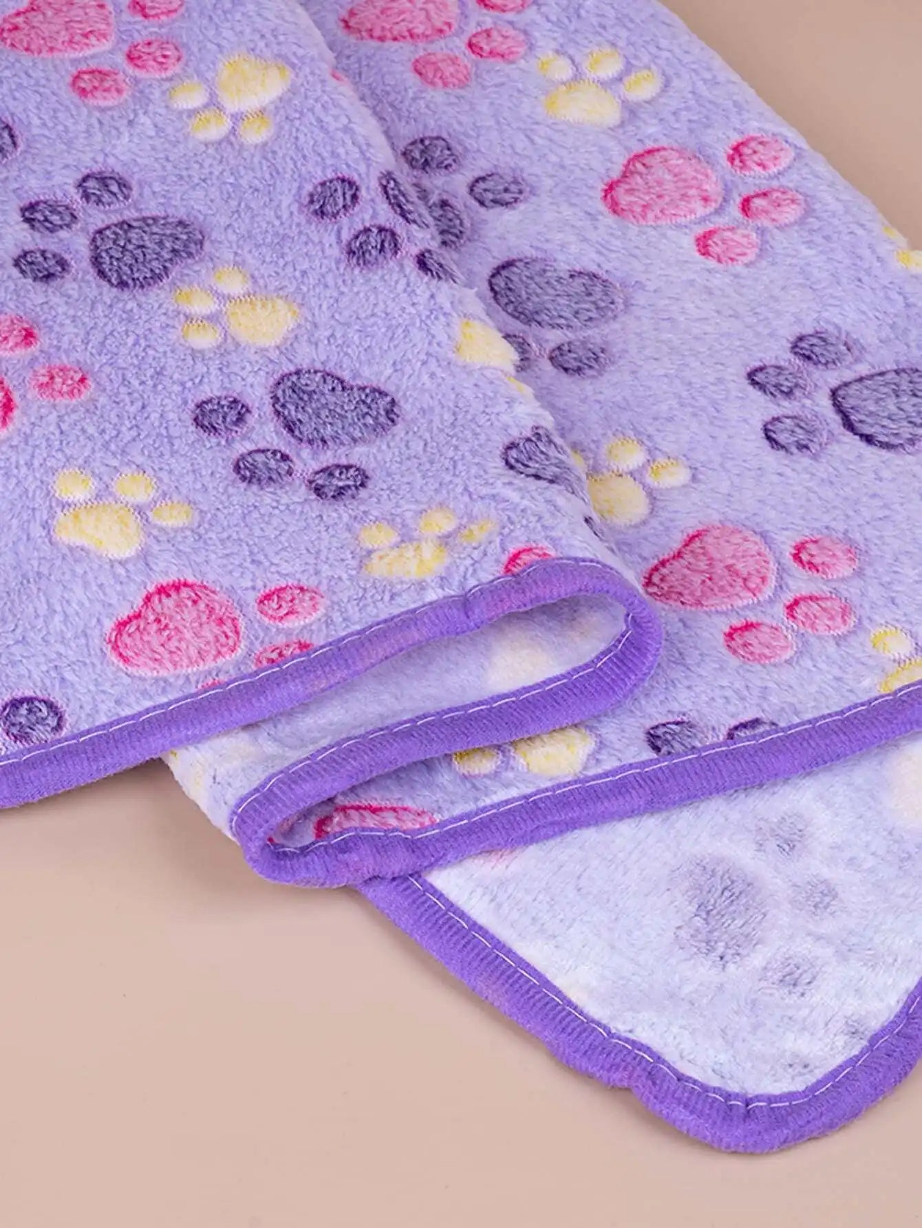 Paw Print Fleece Pet Blanket For Dogs Cats