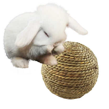 4PCS Natural Grass Ball Interactive Toys For Small Pets