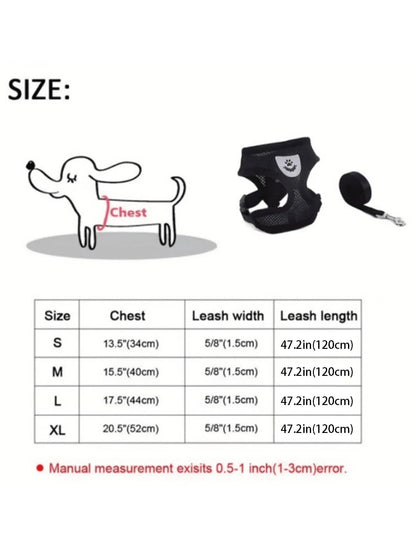 Cat Dog Leash Set, Escape-Proof, Adjustable, Reflective