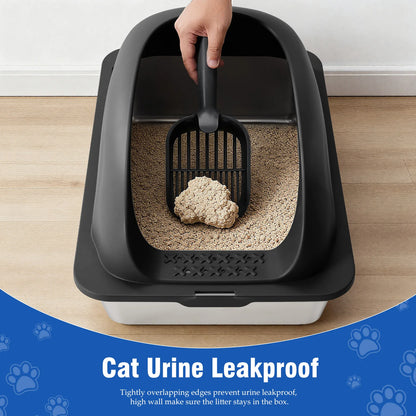 Stainless Steel Cat Litter Box with Lid Scoop and Mat Included