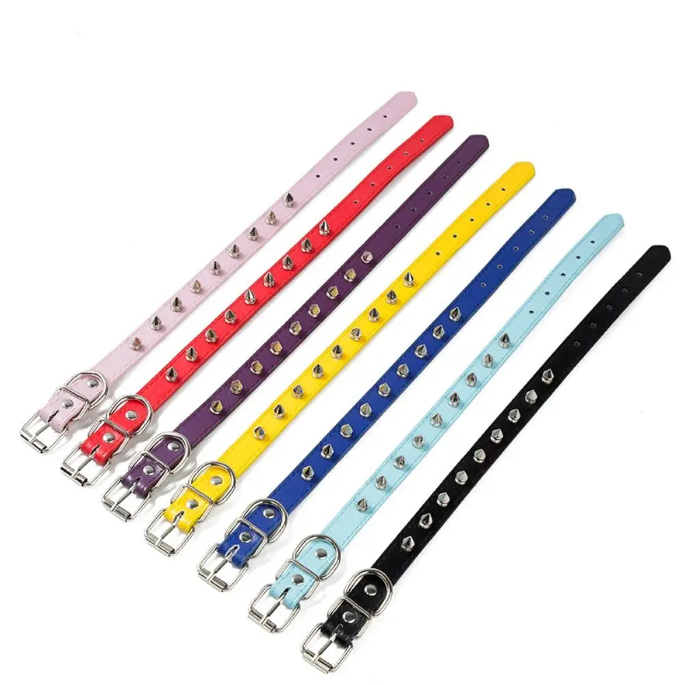 Leather Spiked Pet Collar Adjustable
