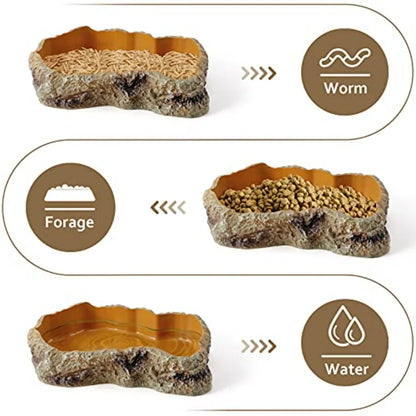 Reptile Food Water Rock Bowls, Terrarium