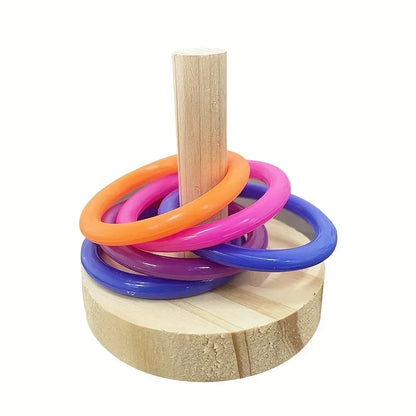 Wooden Interactive Parrot Ring, Stimulating Fun, Random Colors