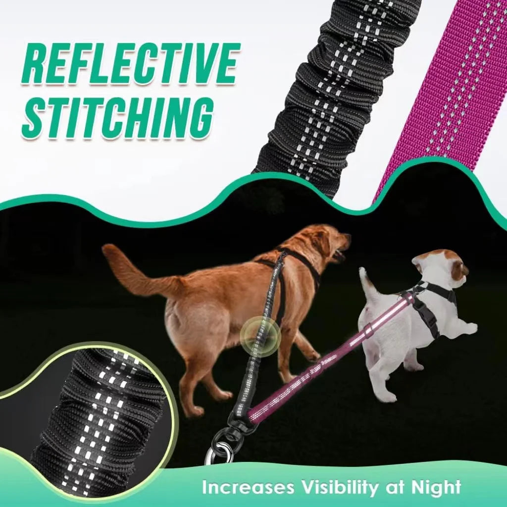 1.6ft Dual Dog Leash Attachment, Shock Absorbing Bungee
