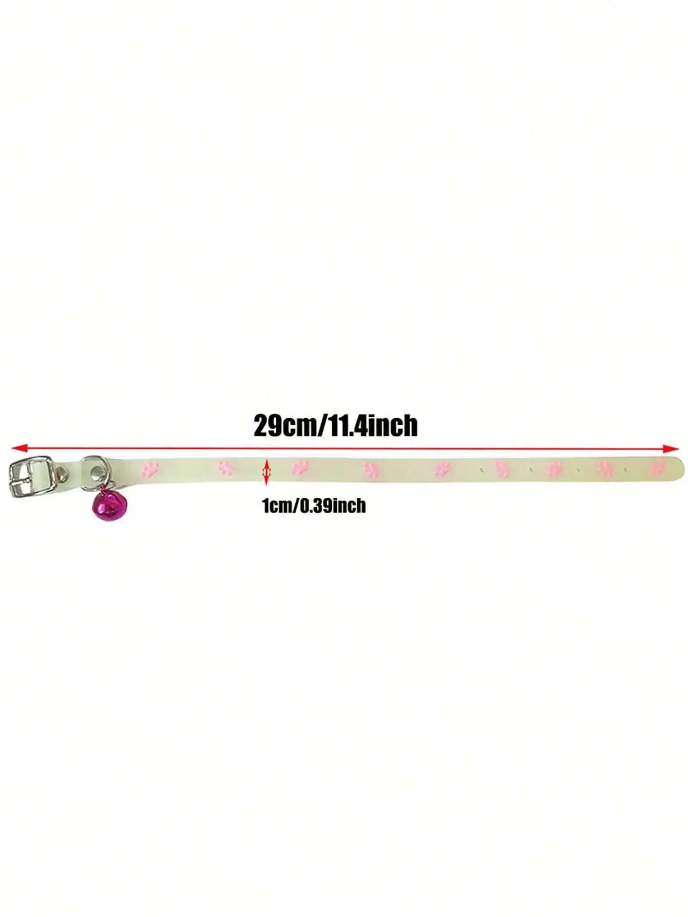 Glow In The Dark Cat Collar, Footprint Pattern, Bell