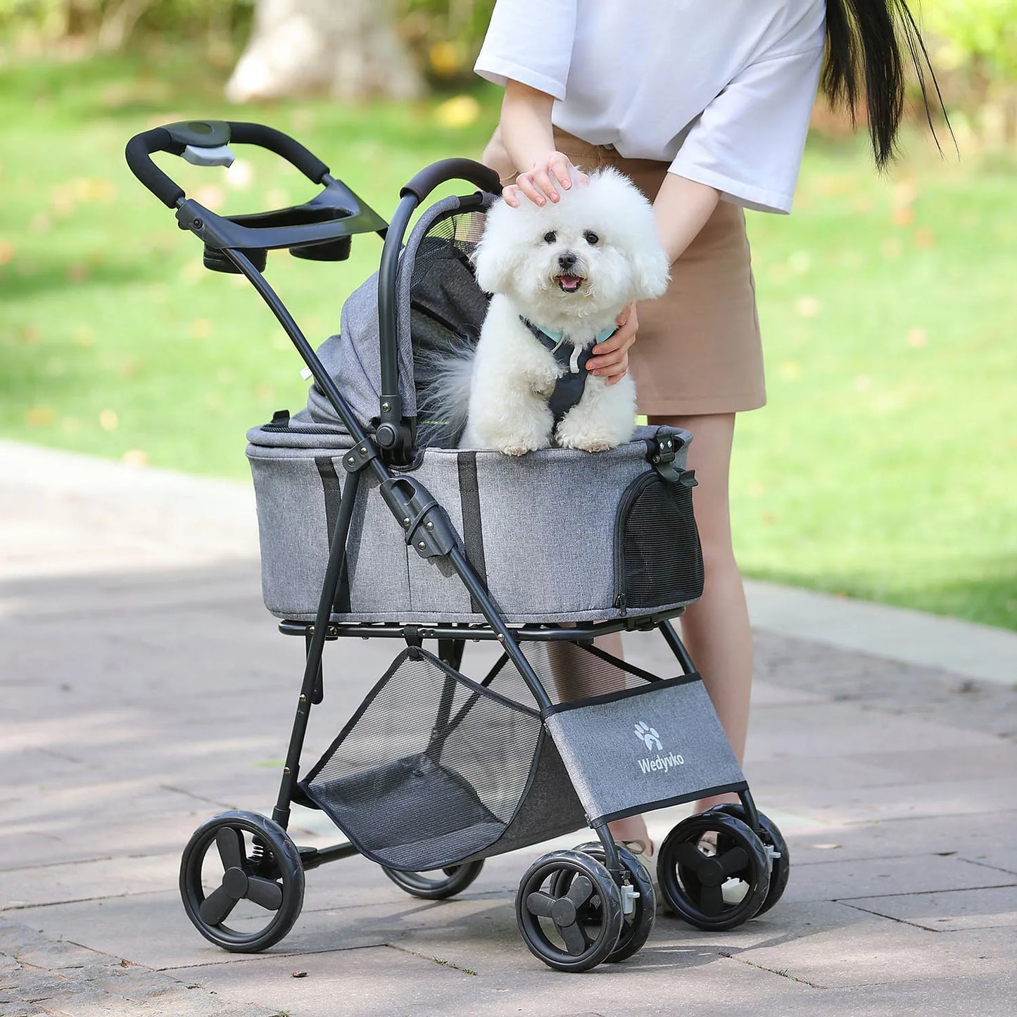 3 in 1 Pet Stroller with Removable Carrier, Folding Stroller All-Terrain