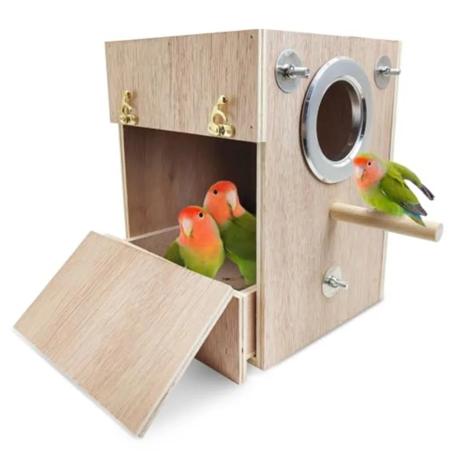 Bird Wood Breeding Box Lovebirds Nesting Station