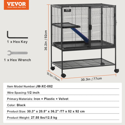 Rolling Metal Ferret Cage Large 4-Tier