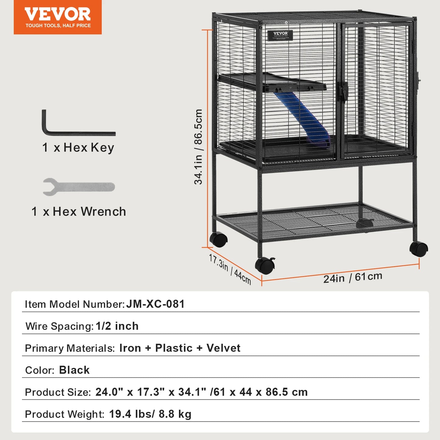Rolling Metal Ferret Cage Large 4-Tier