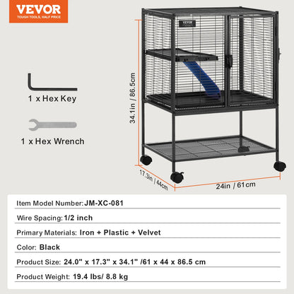 Rolling Metal Ferret Cage Large 4-Tier