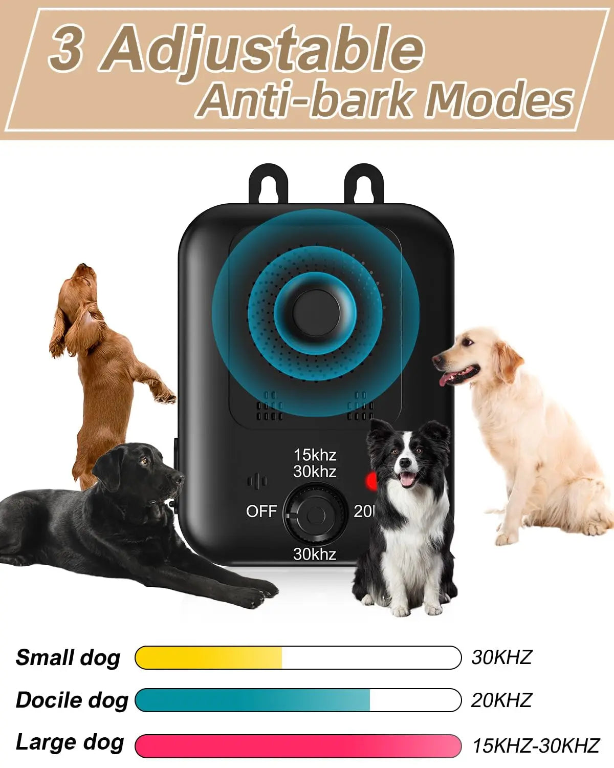 Anti-Barking Device For Dogs, Rechargeable, Ultrasonic
