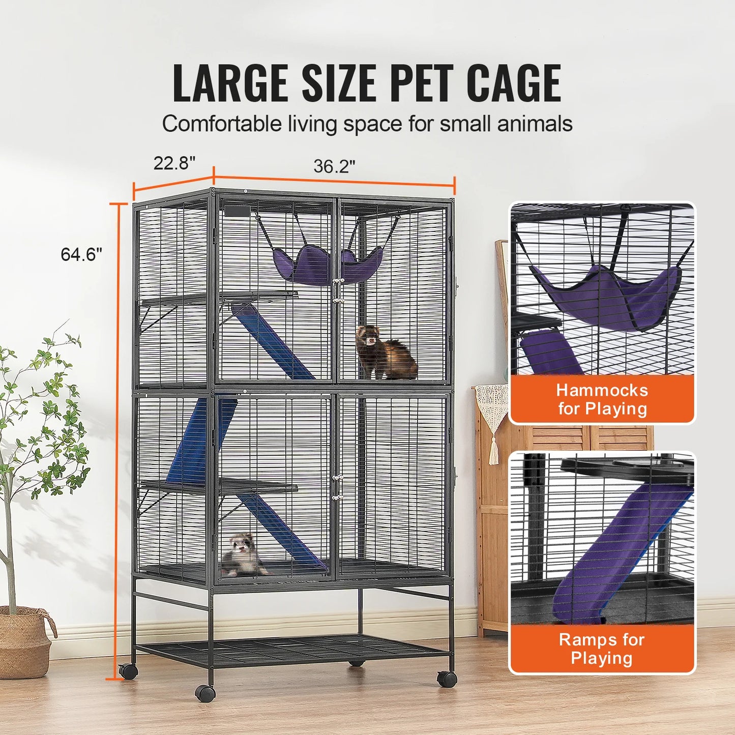 Rolling Metal Cage 4-Tier Small Animals