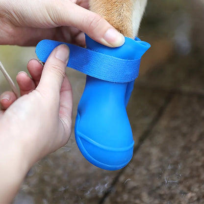 4Pcs Pet Water Proof Rubber Boots Outdoor